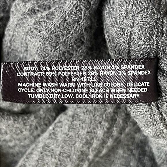 Massini Cowl Neck Waffle Knit Layering Top Women's Size S Gray Fitted Sleeves - Picture 5 of 11